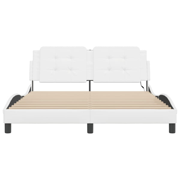 vidaXL Cadre de lit avec LED sans matelas "Zadar" Blanc 160x200 cm