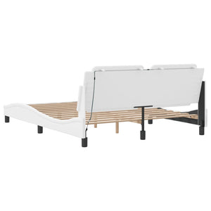vidaXL Cadre de lit avec LED sans matelas "Zadar" Blanc 160x200 cm