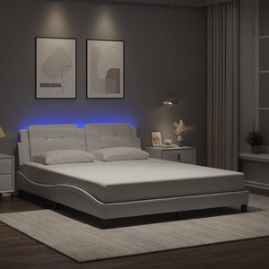 vidaXL Cadre de lit avec LED sans matelas "Zadar" Blanc 160x200 cm