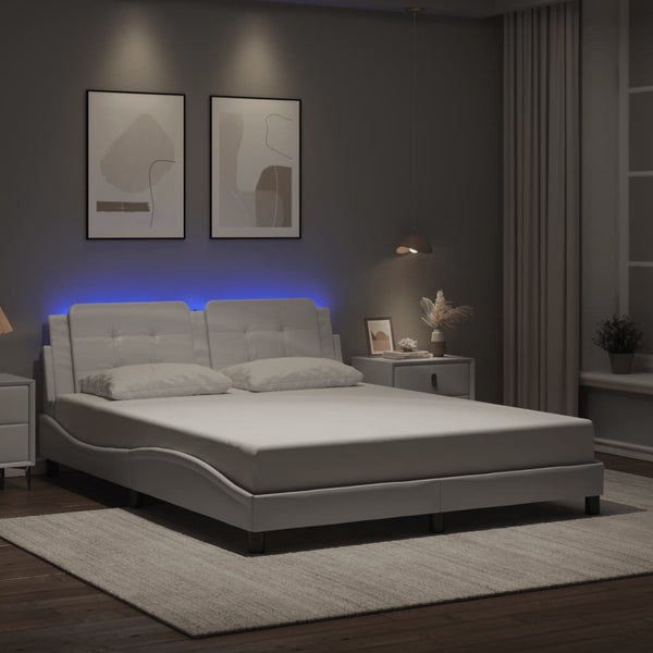 vidaXL Cadre de lit avec LED sans matelas "Zadar" Blanc 160x200 cm