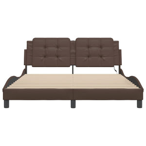 vidaXL Cadre de lit avec LED sans matelas "Zadar" marron 160x200 cm