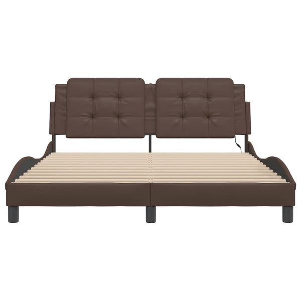 vidaXL Cadre de lit avec LED sans matelas "Zadar" marron 160x200 cm