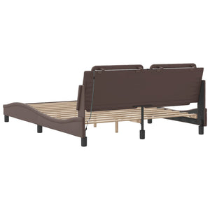 vidaXL Cadre de lit avec LED sans matelas "Zadar" marron 160x200 cm