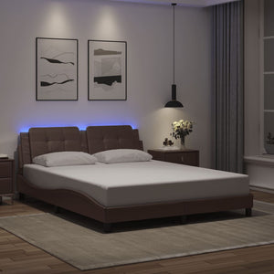 vidaXL Cadre de lit avec LED sans matelas "Zadar" marron 160x200 cm