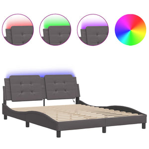 Bettgestell mit LED Grau 160x200 cm