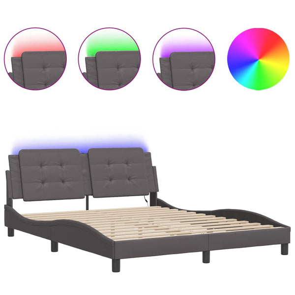 Bettgestell mit LED Grau 160x200 cm