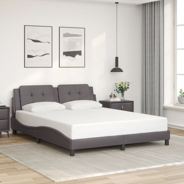 Bettgestell mit LED Grau 160x200 cm
