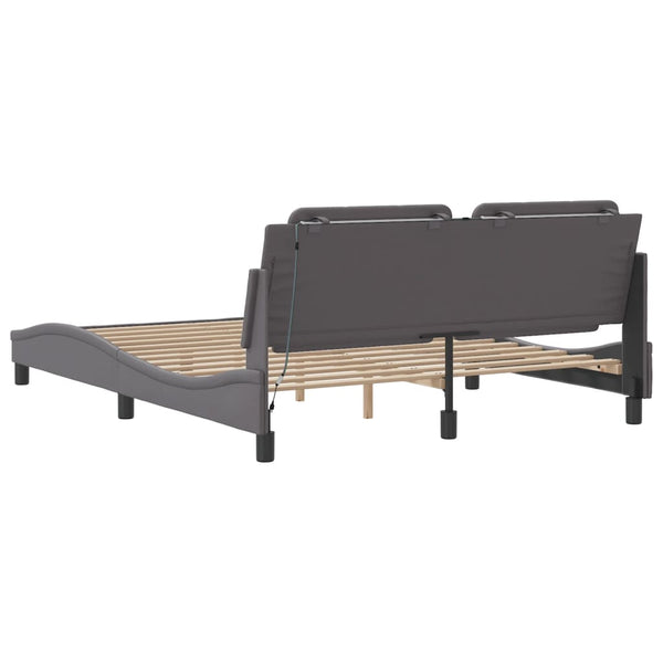 Bettgestell mit LED Grau 160x200 cm