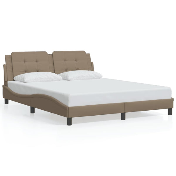vidaXL Cadre de lit avec LED sans matelas "Zadar" marron cappuccino 160x200 cm