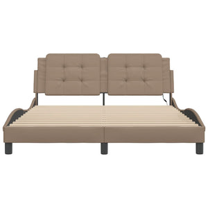vidaXL Cadre de lit avec LED sans matelas "Zadar" marron cappuccino 160x200 cm