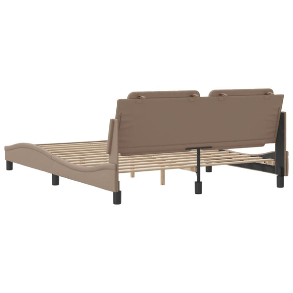 vidaXL Cadre de lit avec LED sans matelas "Zadar" marron cappuccino 160x200 cm