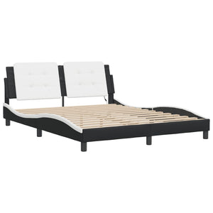 vidaXL Cadre de lit avec LED sans matelas "Zadar" noir et blanc 160x200 cm
