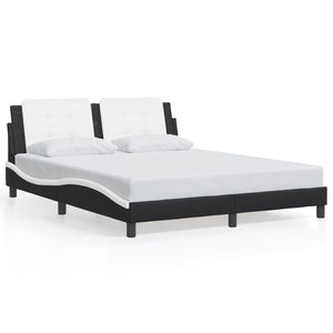 vidaXL Cadre de lit avec LED sans matelas "Zadar" noir et blanc 160x200 cm