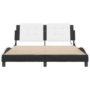 vidaXL Cadre de lit avec LED sans matelas "Zadar" noir et blanc 160x200 cm