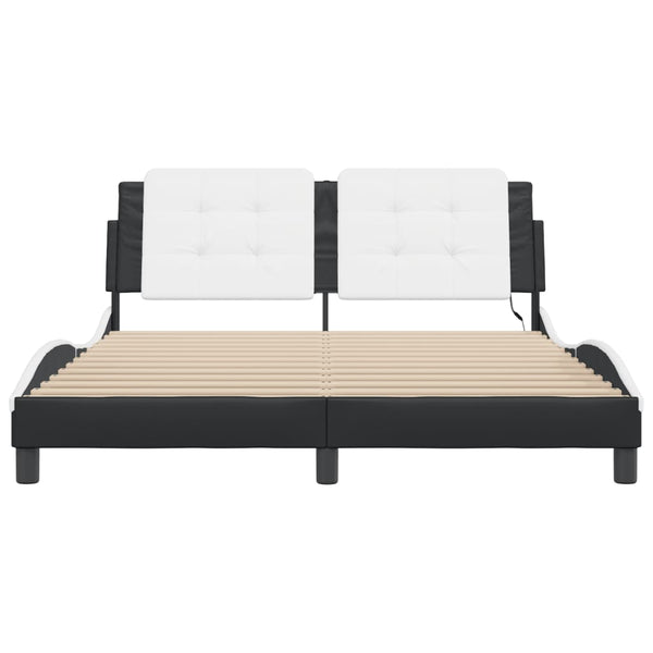 vidaXL Cadre de lit avec LED sans matelas "Zadar" noir et blanc 160x200 cm
