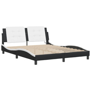 vidaXL Cadre de lit avec LED sans matelas "Zadar" noir et blanc 160x200 cm