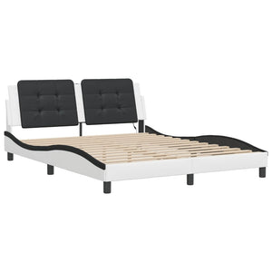 vidaXL Cadre de lit LED sans matelas "Zadar" Blanc et noir 160x200 cm