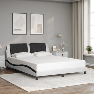vidaXL Cadre de lit LED sans matelas "Zadar" Blanc et noir 160x200 cm