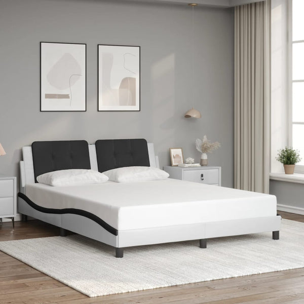 vidaXL Cadre de lit LED sans matelas "Zadar" Blanc et noir 160x200 cm