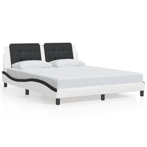 vidaXL Cadre de lit LED sans matelas "Zadar" Blanc et noir 160x200 cm