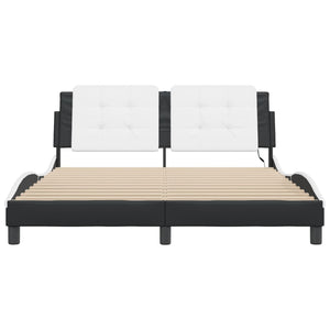 vidaXL Cadre de lit LED sans matelas "Zadar" Blanc et noir 160x200 cm