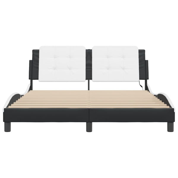 vidaXL Cadre de lit LED sans matelas "Zadar" Blanc et noir 160x200 cm