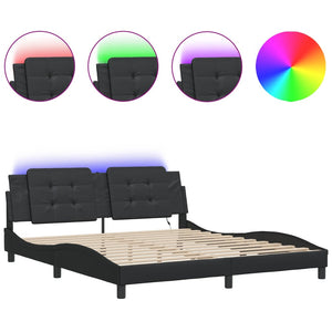 Bettgestell mit LED Schwarz 180x200 cm