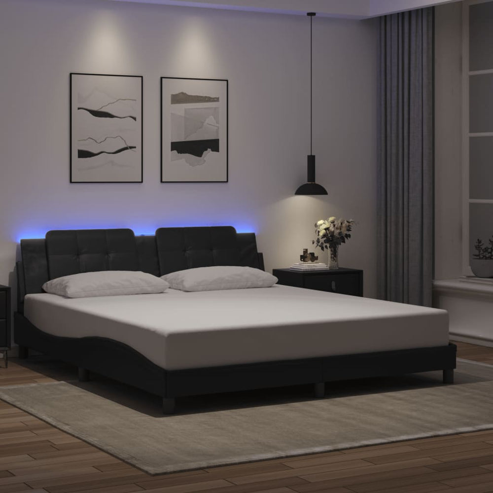 vidaXL Cadre de lit avec LED sans matelas « Zadar » noir 180x200 cm