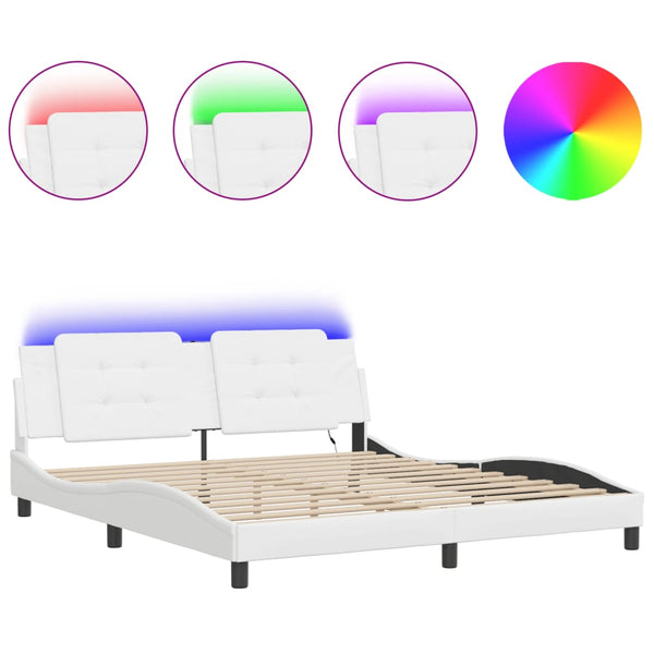 vidaXL Cadre de lit avec LED sans matelas « Zadar » noir et blanc 180x200 cm