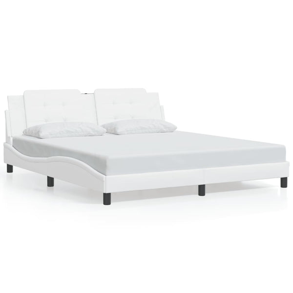 vidaXL Cadre de lit avec LED sans matelas « Zadar » noir et blanc 180x200 cm
