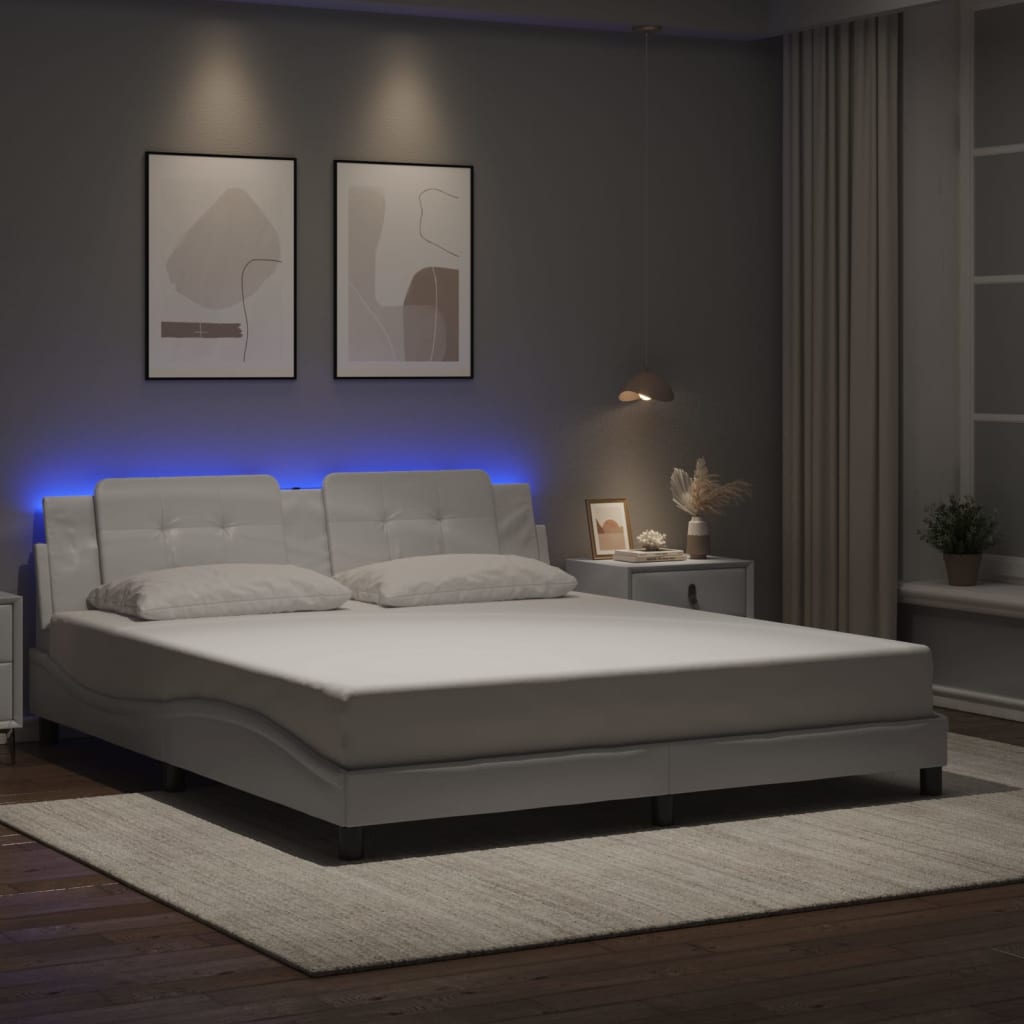 vidaXL Cadre de lit avec LED sans matelas « Zadar » noir et blanc 180x200 cm