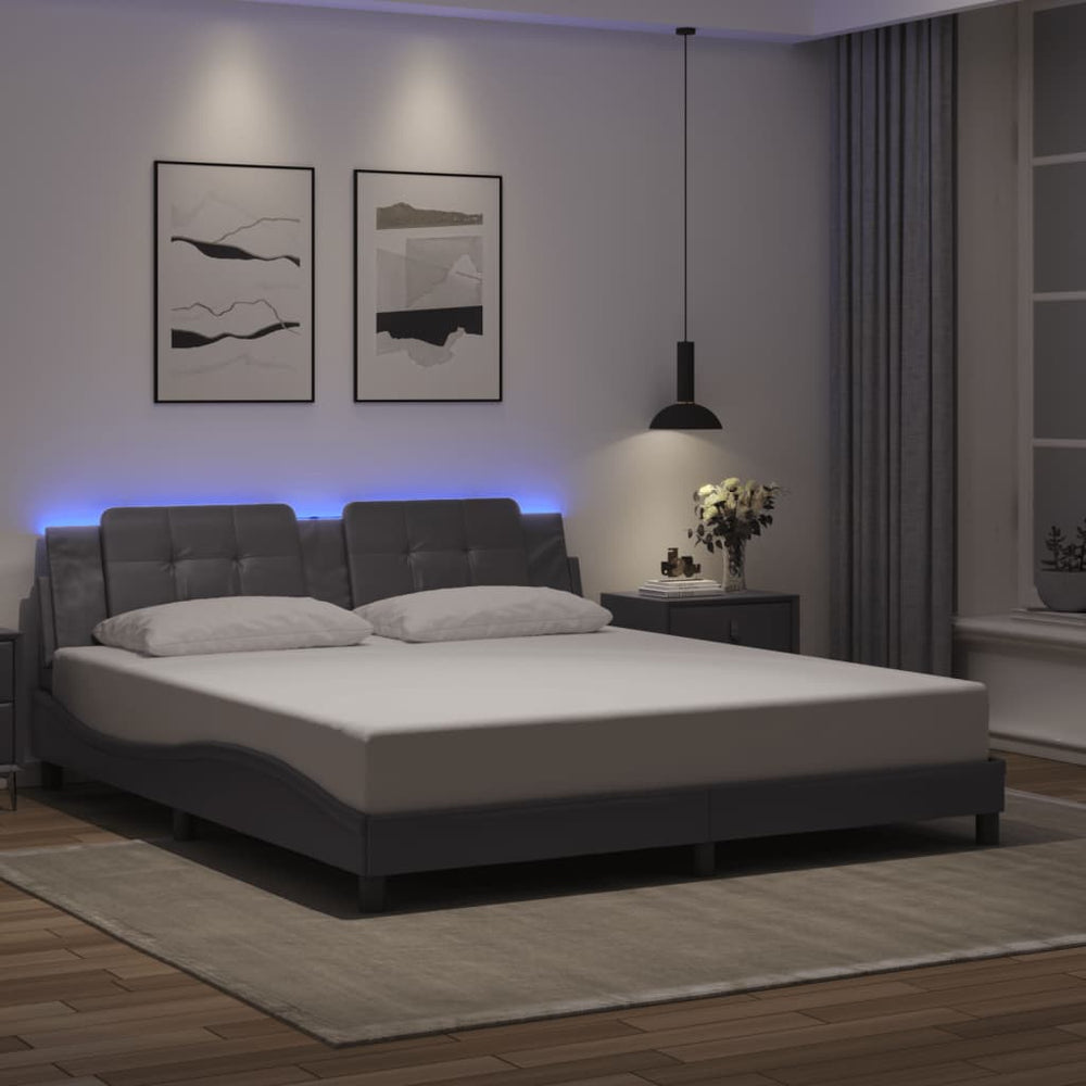 vidaXL Cadre de lit avec LED sans matelas "Zadar" Gris 180x200 cm
