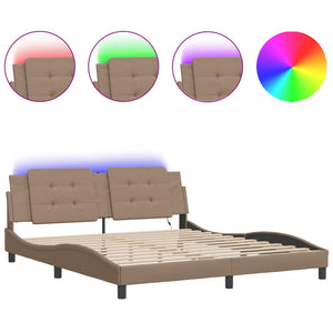 vidaXL Cadre de lit LED sans matelas "Zadar" marron cappuccino 180x200 cm