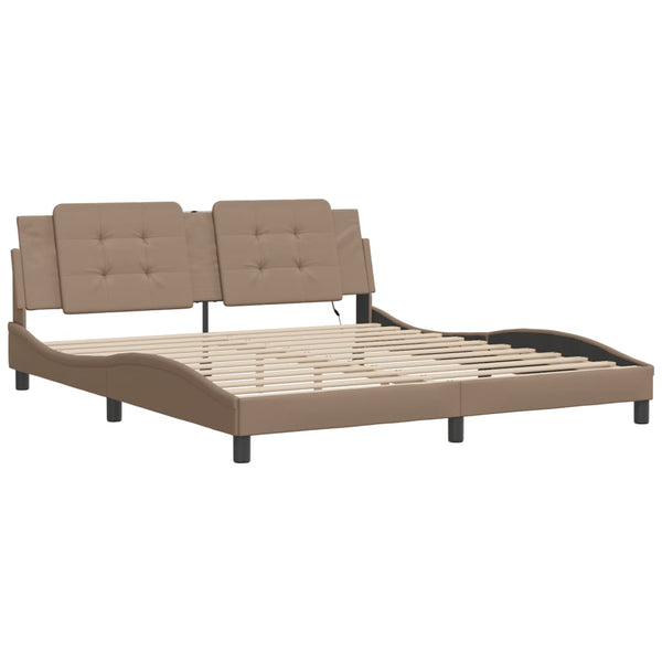 vidaXL Cadre de lit LED sans matelas "Zadar" marron cappuccino 180x200 cm