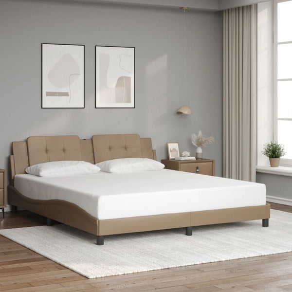 vidaXL Cadre de lit LED sans matelas "Zadar" marron cappuccino 180x200 cm