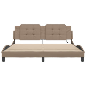 vidaXL Cadre de lit LED sans matelas "Zadar" marron cappuccino 180x200 cm