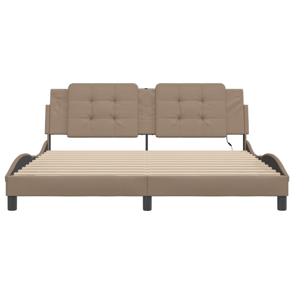 vidaXL Cadre de lit LED sans matelas "Zadar" marron cappuccino 180x200 cm