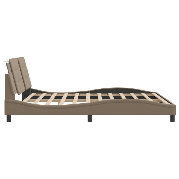 vidaXL Cadre de lit LED sans matelas "Zadar" marron cappuccino 180x200 cm
