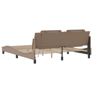 vidaXL Cadre de lit LED sans matelas "Zadar" marron cappuccino 180x200 cm