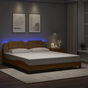 vidaXL Cadre de lit LED sans matelas "Zadar" marron cappuccino 180x200 cm