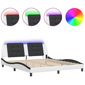 vidaXL Cadre de lit avec LED sans matelas « Zadar » Blanc et noir 180x200 cm