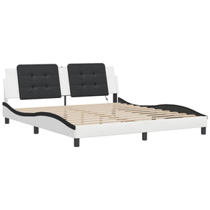 vidaXL Cadre de lit avec LED sans matelas « Zadar » Blanc et noir 180x200 cm