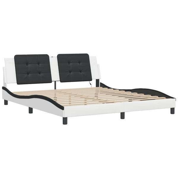 vidaXL Cadre de lit avec LED sans matelas « Zadar » Blanc et noir 180x200 cm
