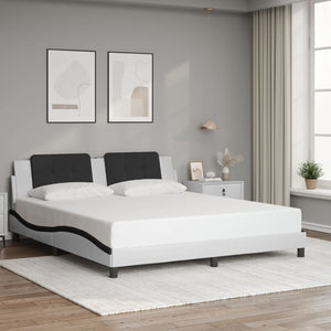 vidaXL Cadre de lit avec LED sans matelas « Zadar » Blanc et noir 180x200 cm
