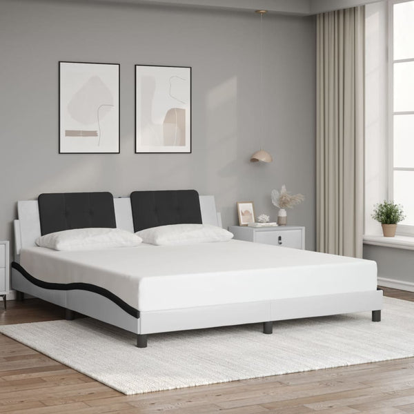 vidaXL Cadre de lit avec LED sans matelas « Zadar » Blanc et noir 180x200 cm