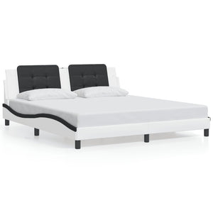 vidaXL Cadre de lit avec LED sans matelas « Zadar » Blanc et noir 180x200 cm