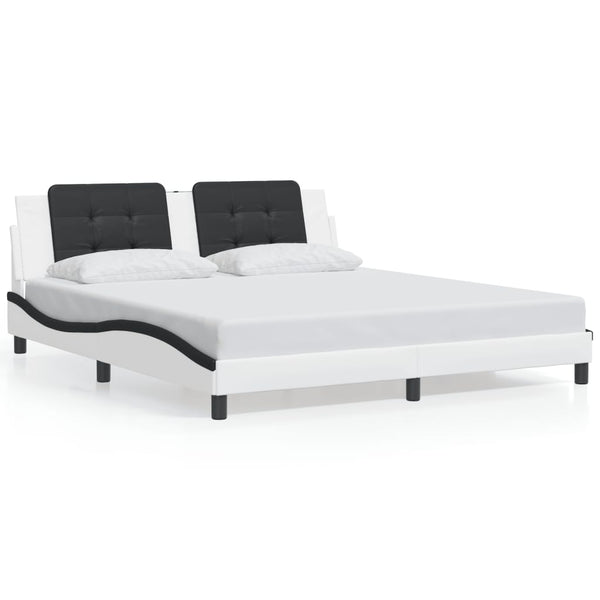 vidaXL Cadre de lit avec LED sans matelas « Zadar » Blanc et noir 180x200 cm