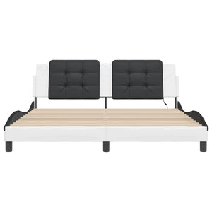 vidaXL Cadre de lit avec LED sans matelas « Zadar » Blanc et noir 180x200 cm