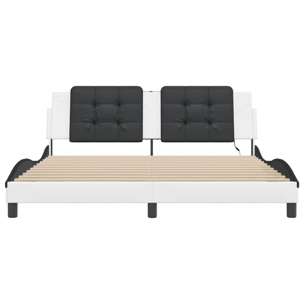 vidaXL Cadre de lit avec LED sans matelas « Zadar » Blanc et noir 180x200 cm