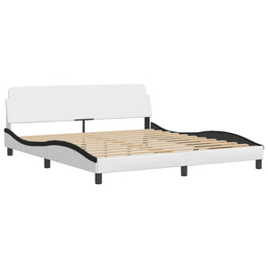 vidaXL Cadre de lit avec LED sans matelas « Zadar » Blanc et noir 180x200 cm